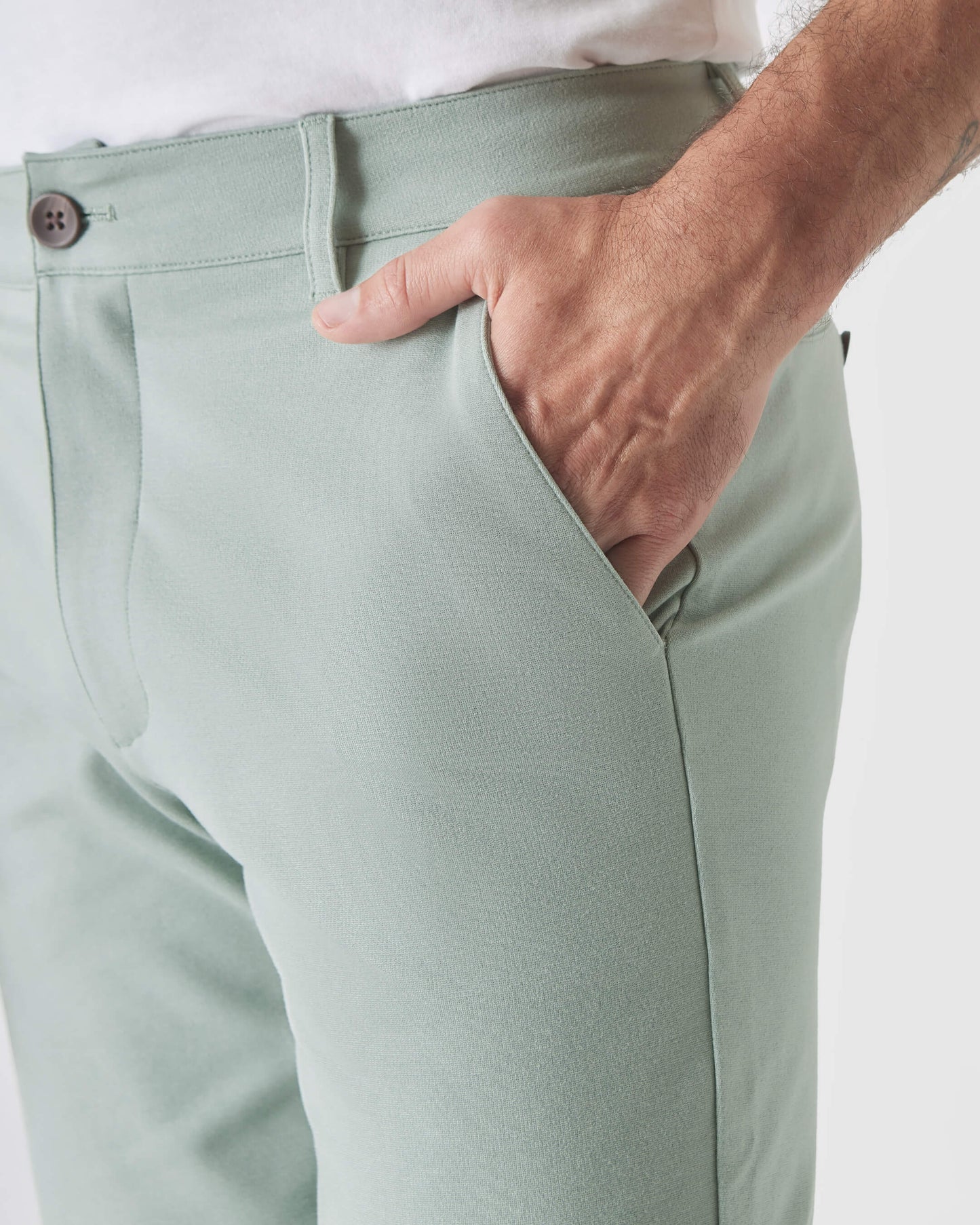 9" Slate Green Comfort Knit Chino Shorts