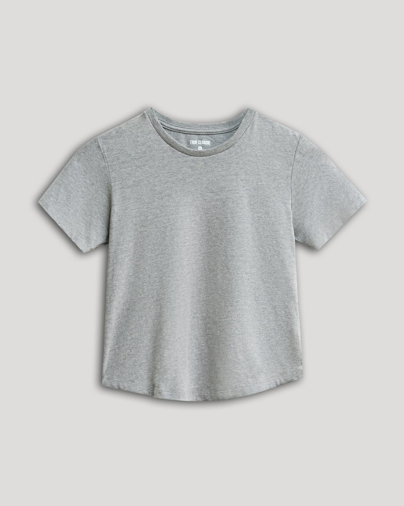 Boys' Heather Gray Classic Curved Hem Crew Neck