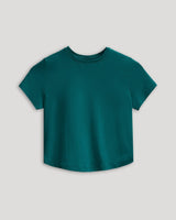 Girls Deep Emerald Cropped Boxy Crew Neck Tee
