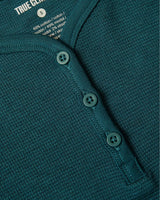 Girls Deep Emerald Long Sleeve Boxy Waffle Henley