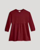 Girls Dark Maroon Long Sleeve Fleece Dress