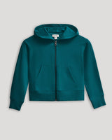 Girls Deep Emerald Cropped Zip Hoodie