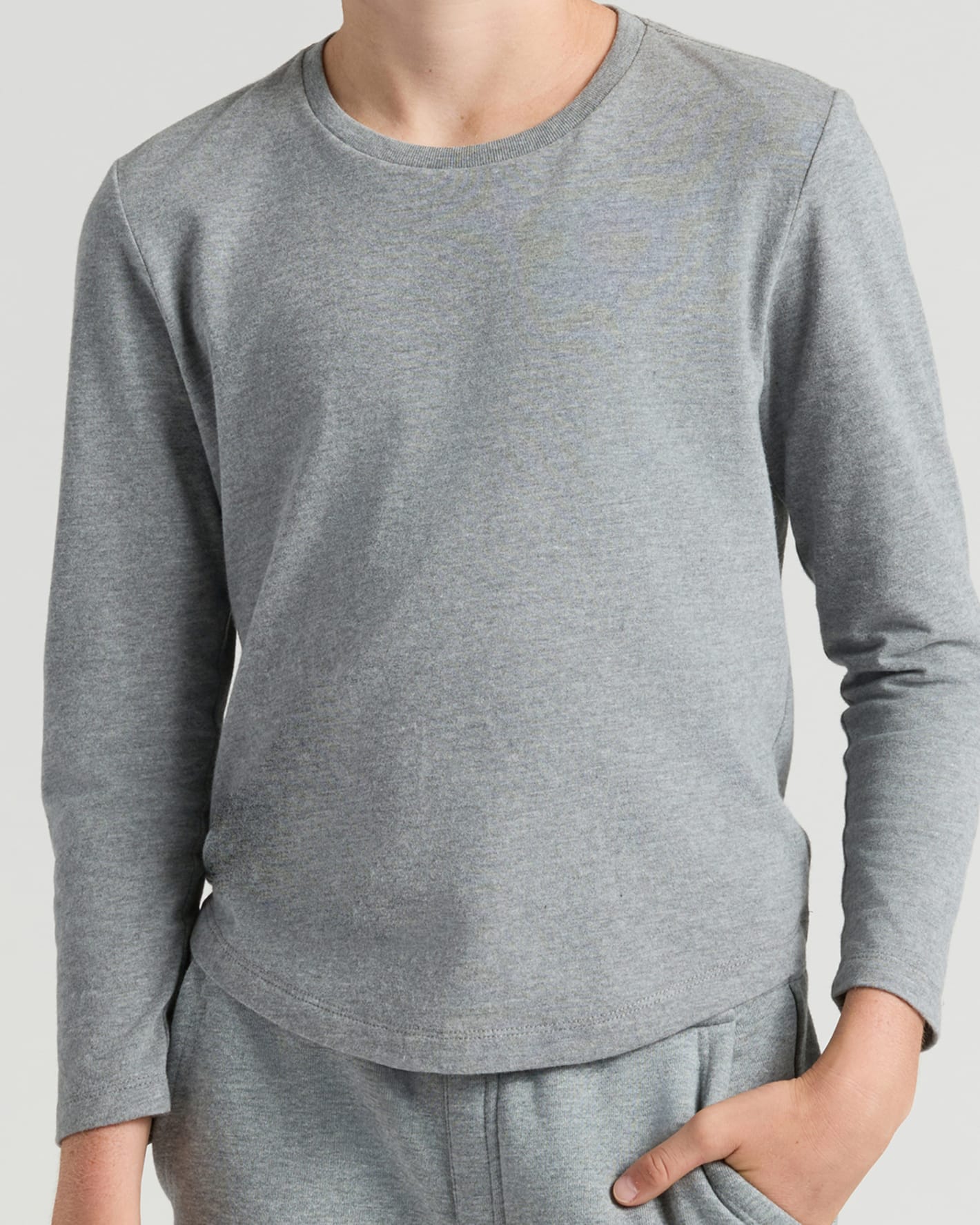 Boys' Heather Gray Classic Long Sleeve Crew Neck