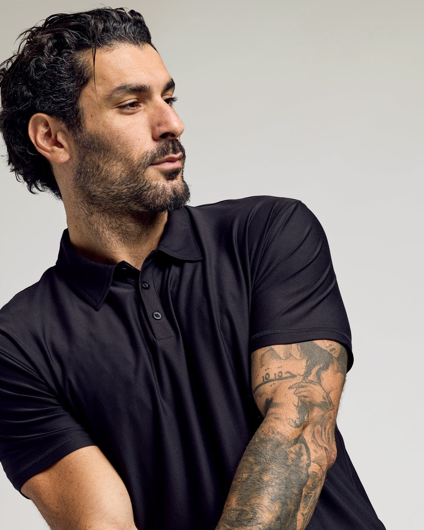 Black Active Short Sleeve Polo