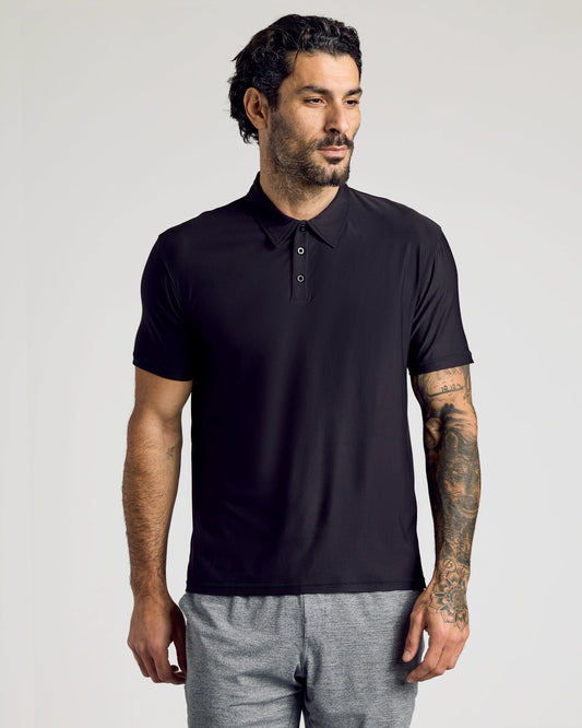 Black Active Short Sleeve Polo