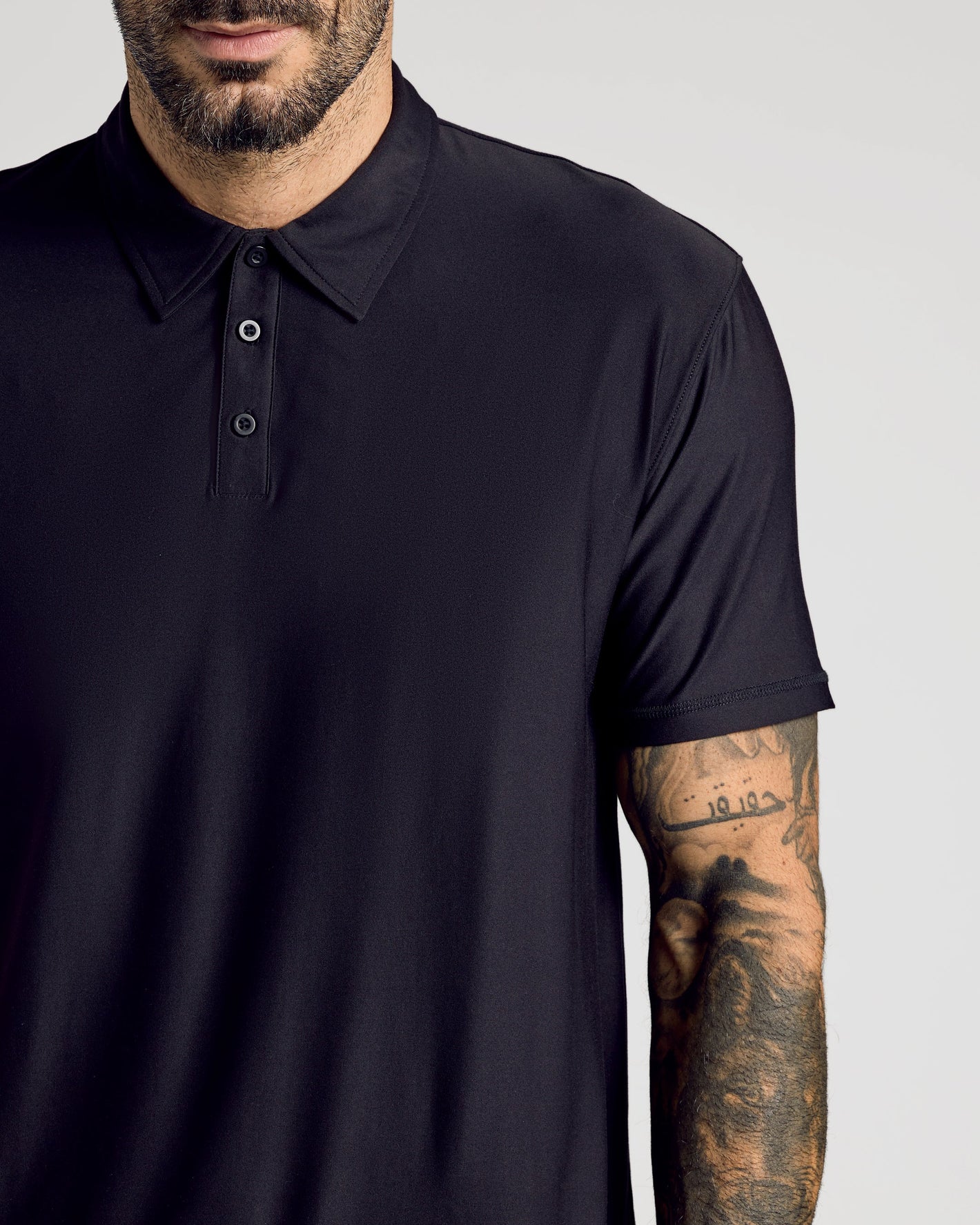 Black Active Short Sleeve Polo