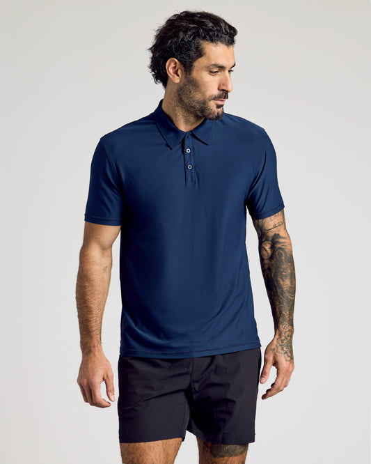Navy Active Short Sleeve Polo