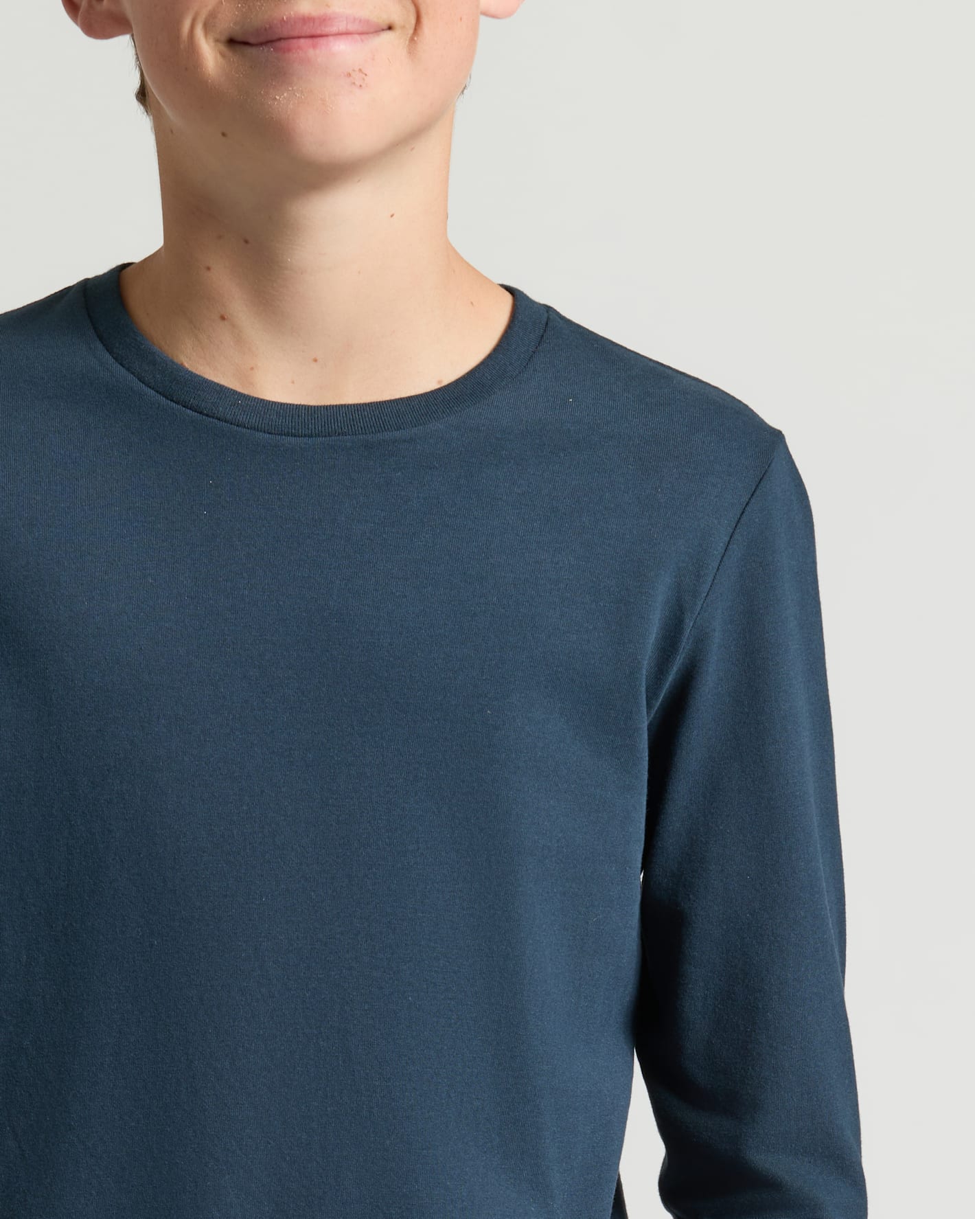 Boys' Navy Classic Long Sleeve Curved Hem Crew
