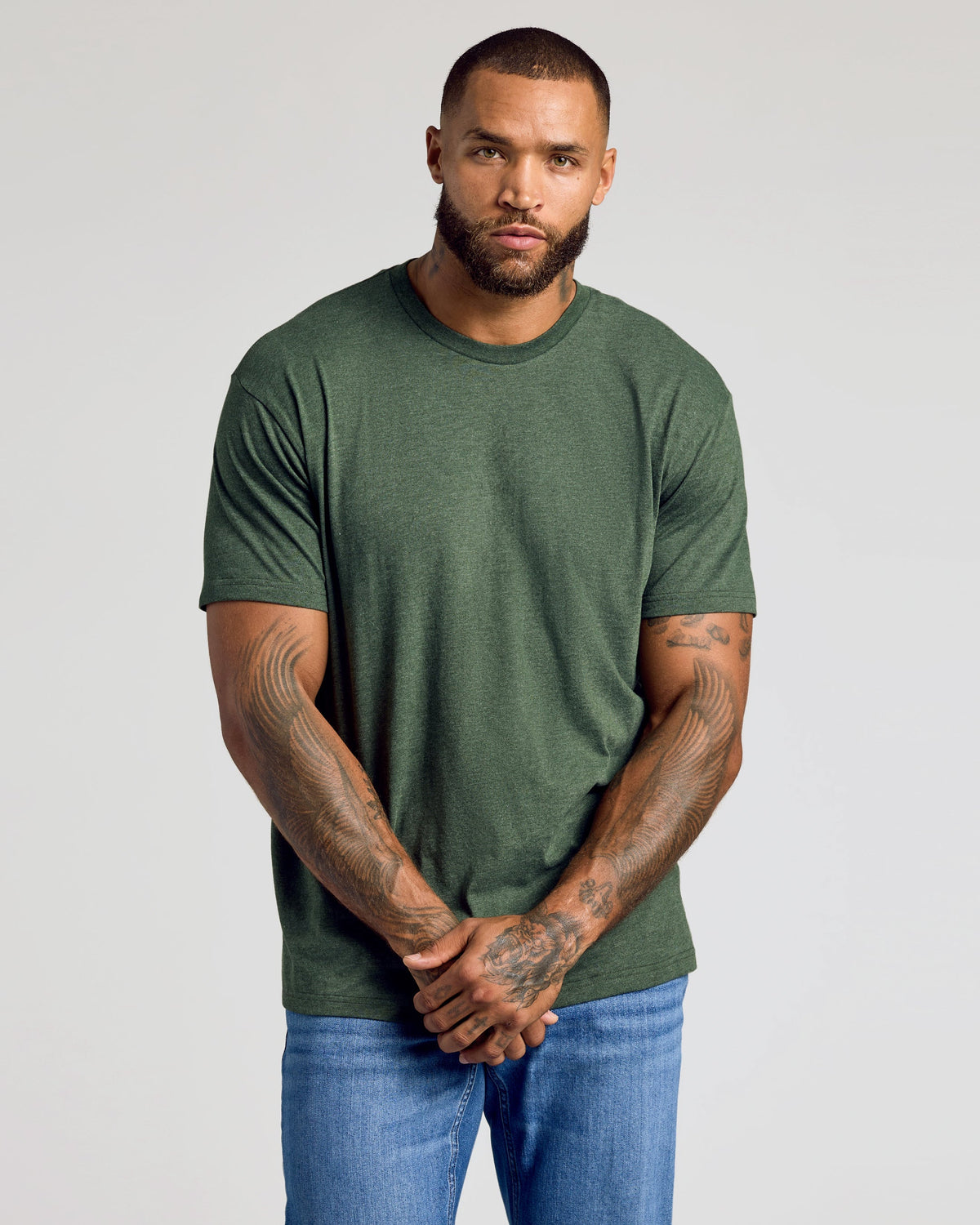 Dark Heather Olive Classic Crew Neck