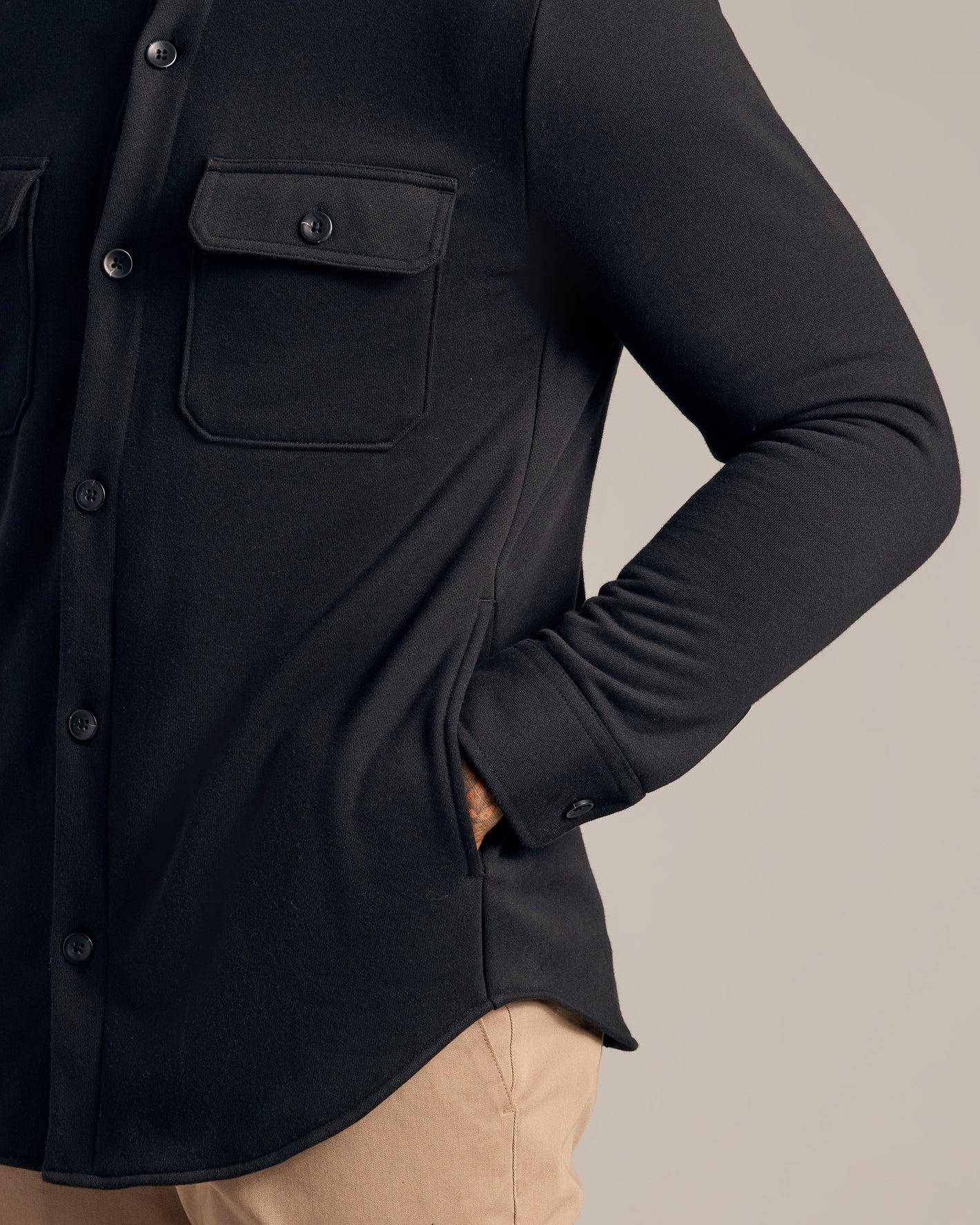 Black Fleece Shirt Jacket