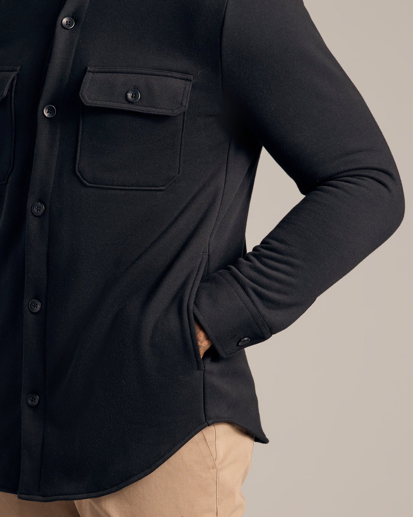 Black Fleece Shirt Jacket