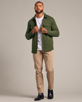 Dark Olive Fleece Shirt Jacket