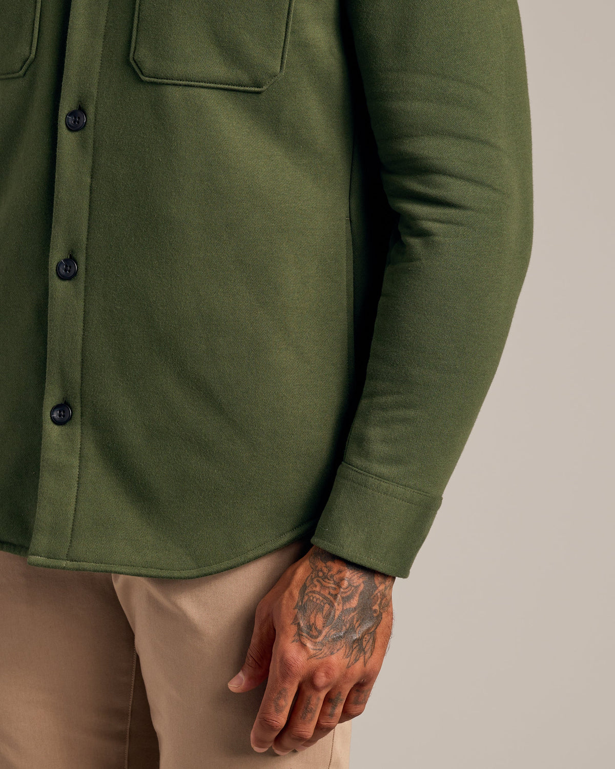 Dark Olive Fleece Shirt Jacket