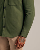 Dark Olive Fleece Shirt Jacket