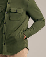 Dark Olive Fleece Shirt Jacket