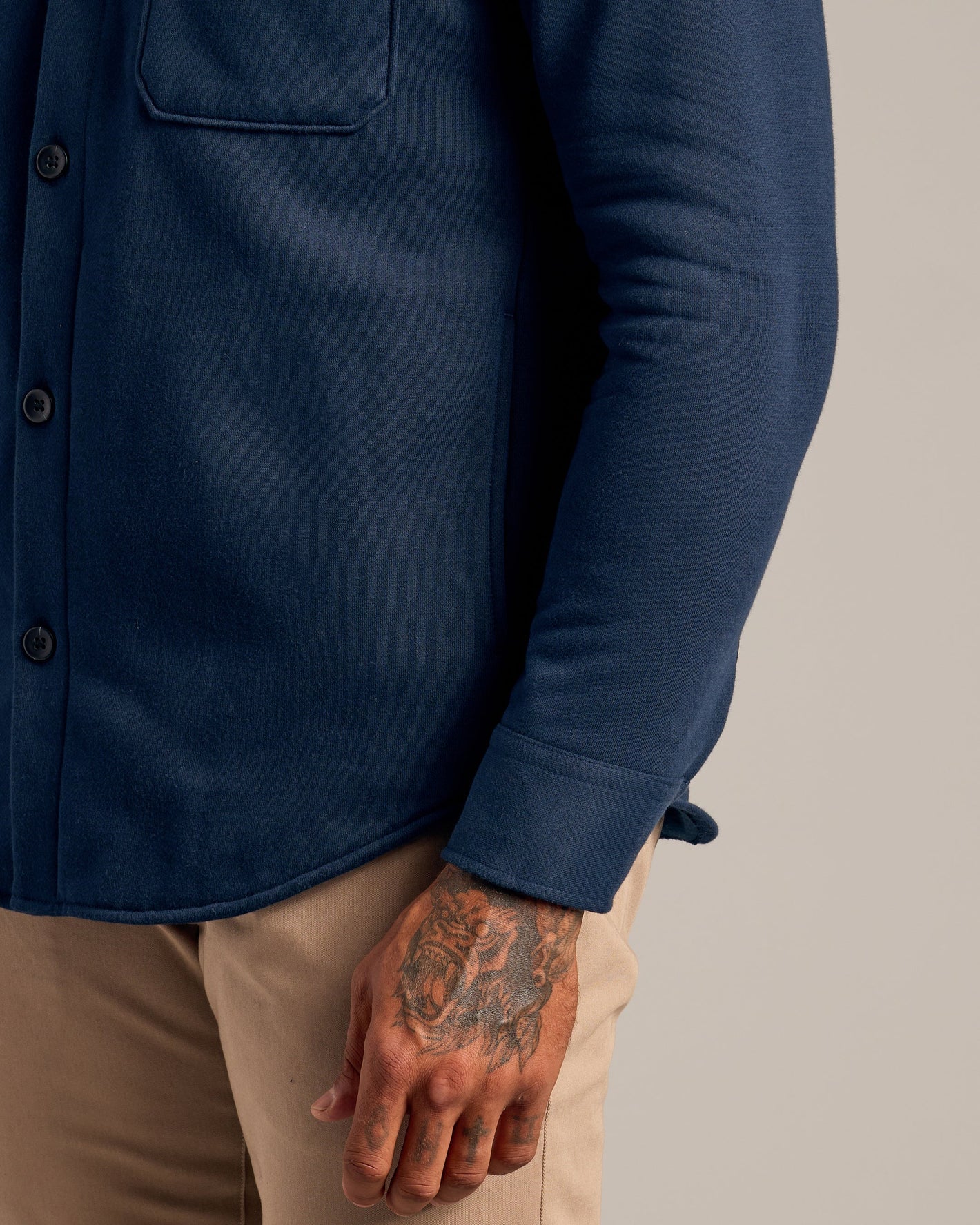 Navy Fleece Shirt Jacket
