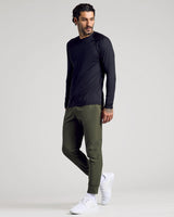 Black Long Sleeve Active Mesh Crew