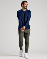 Navy Long Sleeve Active Mesh Crew
