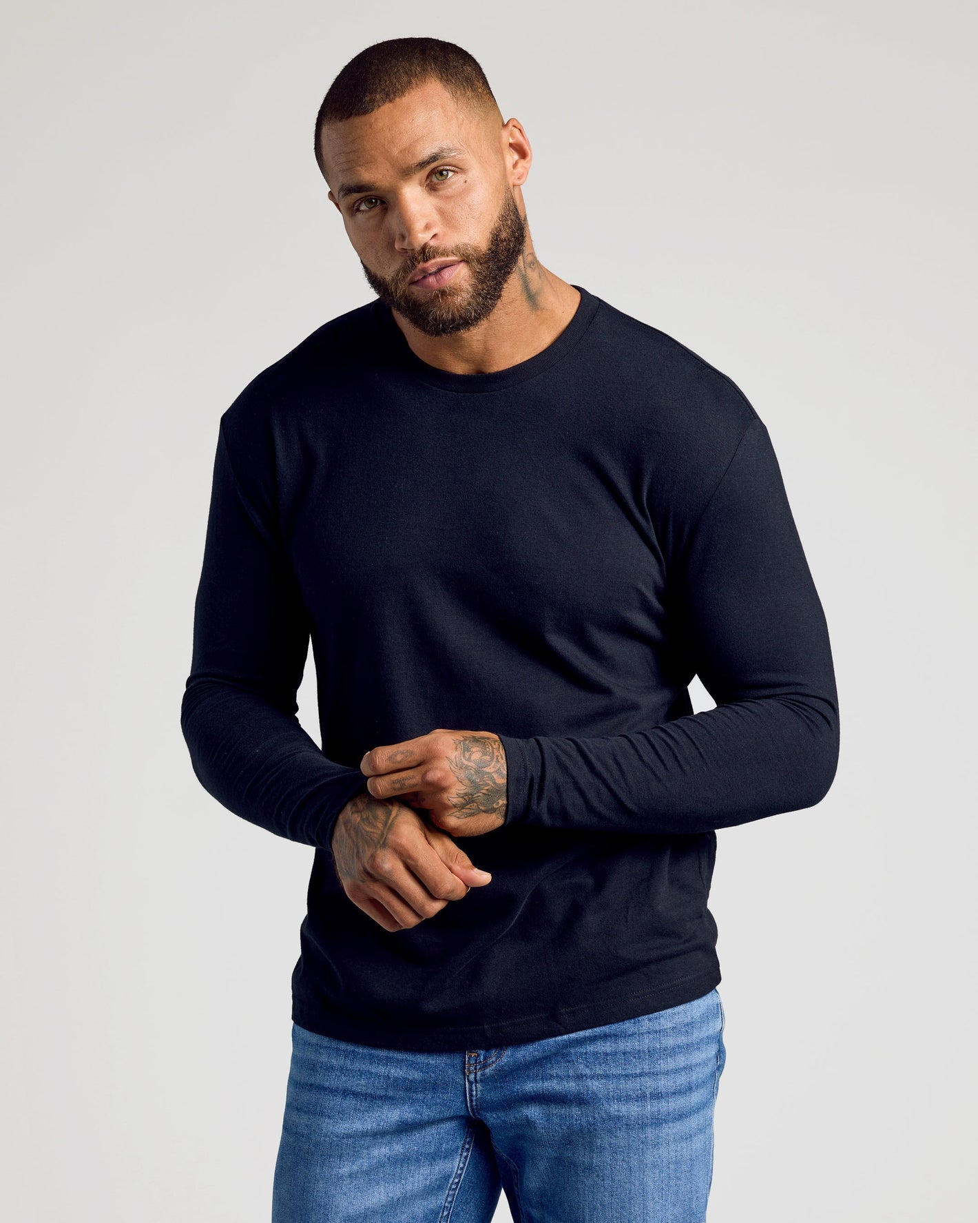 Black Classic Long Sleeve Crew Neck