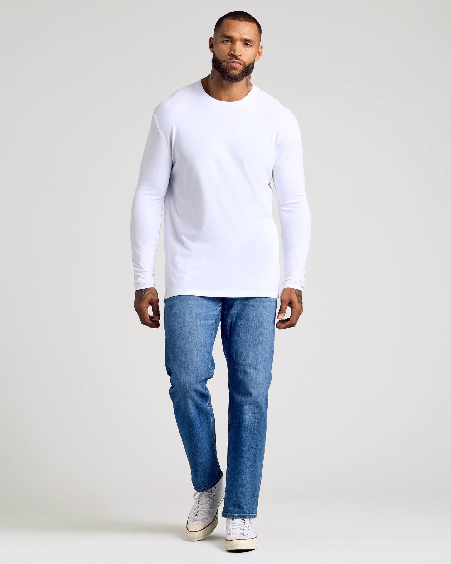 White Classic Long Sleeve Crew Neck