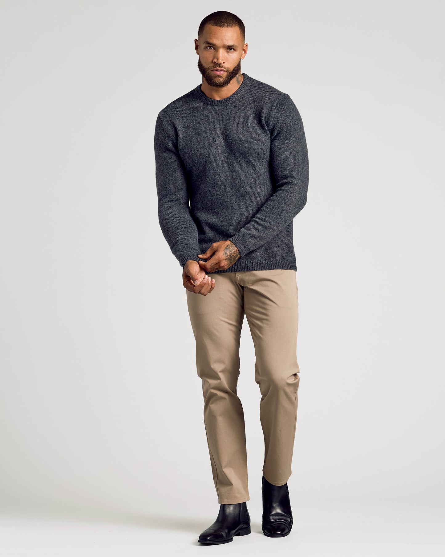 Charcoal Heather Gray Marled Crew Neck Sweater
