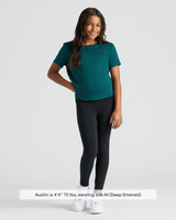 Girls Deep Emerald Cropped Boxy Crew Neck Tee