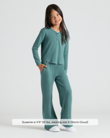 Girls Stormcloud Waffle Wide Leg Pants