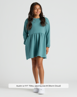 Girls Stormcloud Long Sleeve Fleece Dress