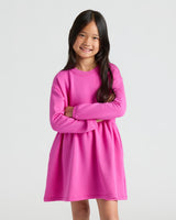 Girls Electric Fuchsia Long Sleeve Fleece Dress