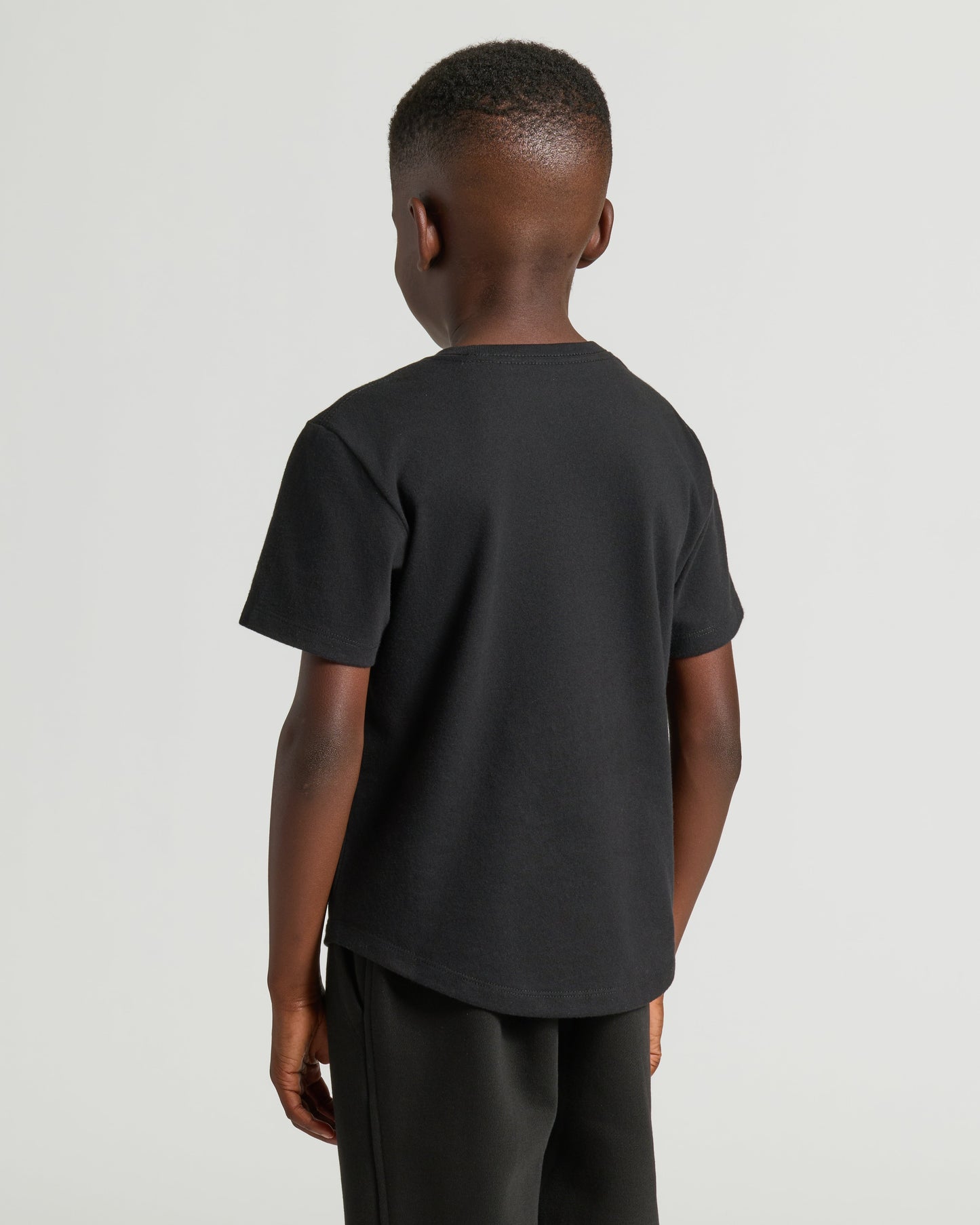 Boys' Black Classic Curved Hem Crew Neck