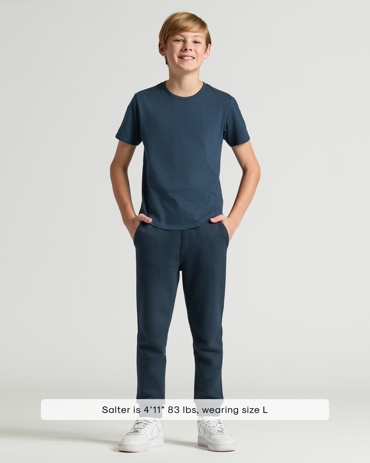 Boys' Navy Classic Curved Hem Crew Neck
