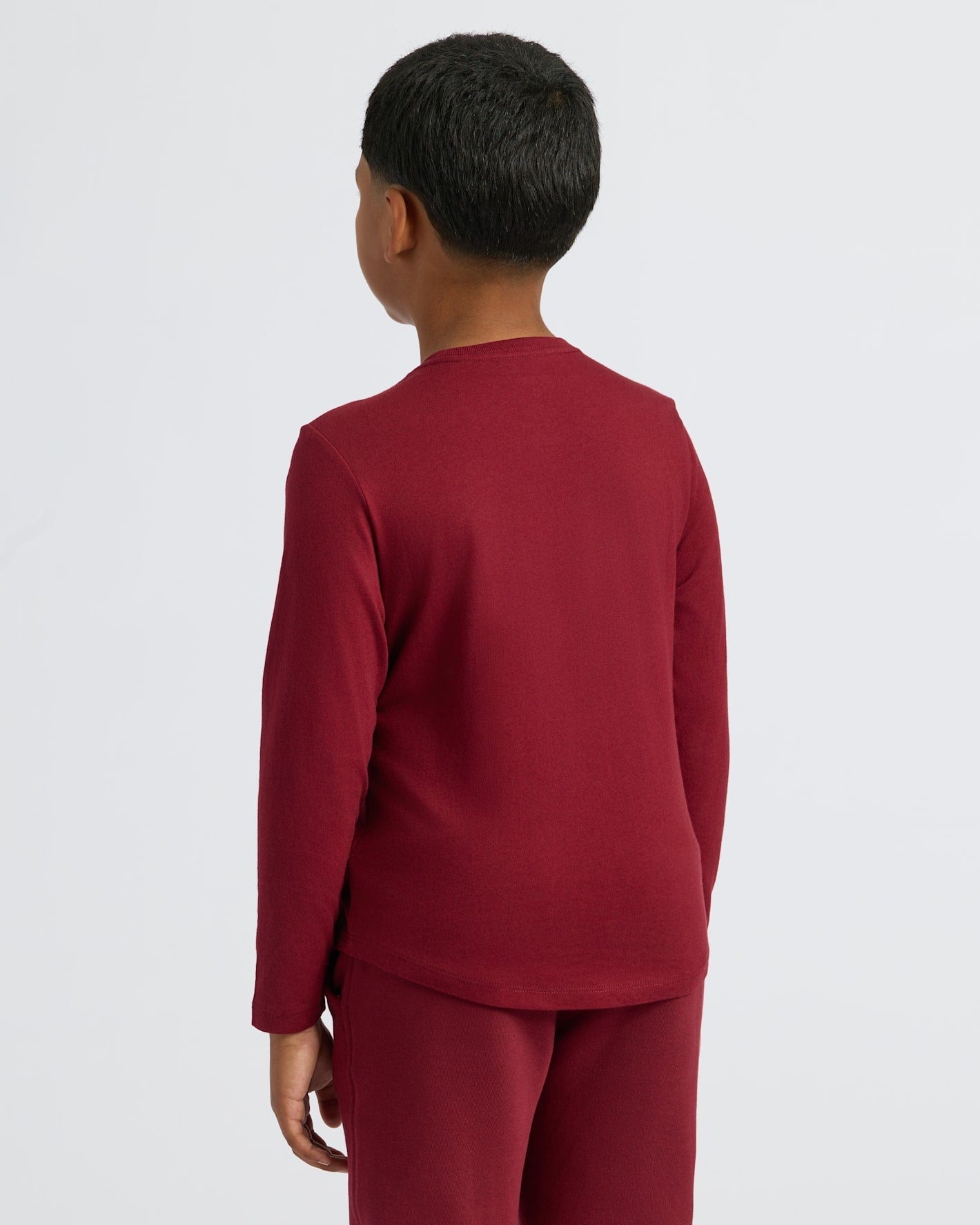 Boys' Dark Maroon Classic Long Sleeve Crew Neck