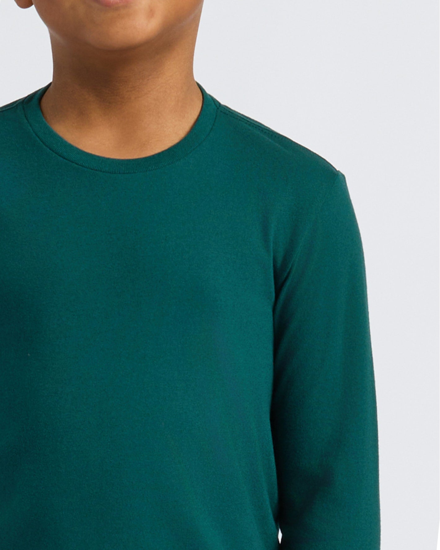Boys' Deep Emerald Classic Long Sleeve Crew Neck