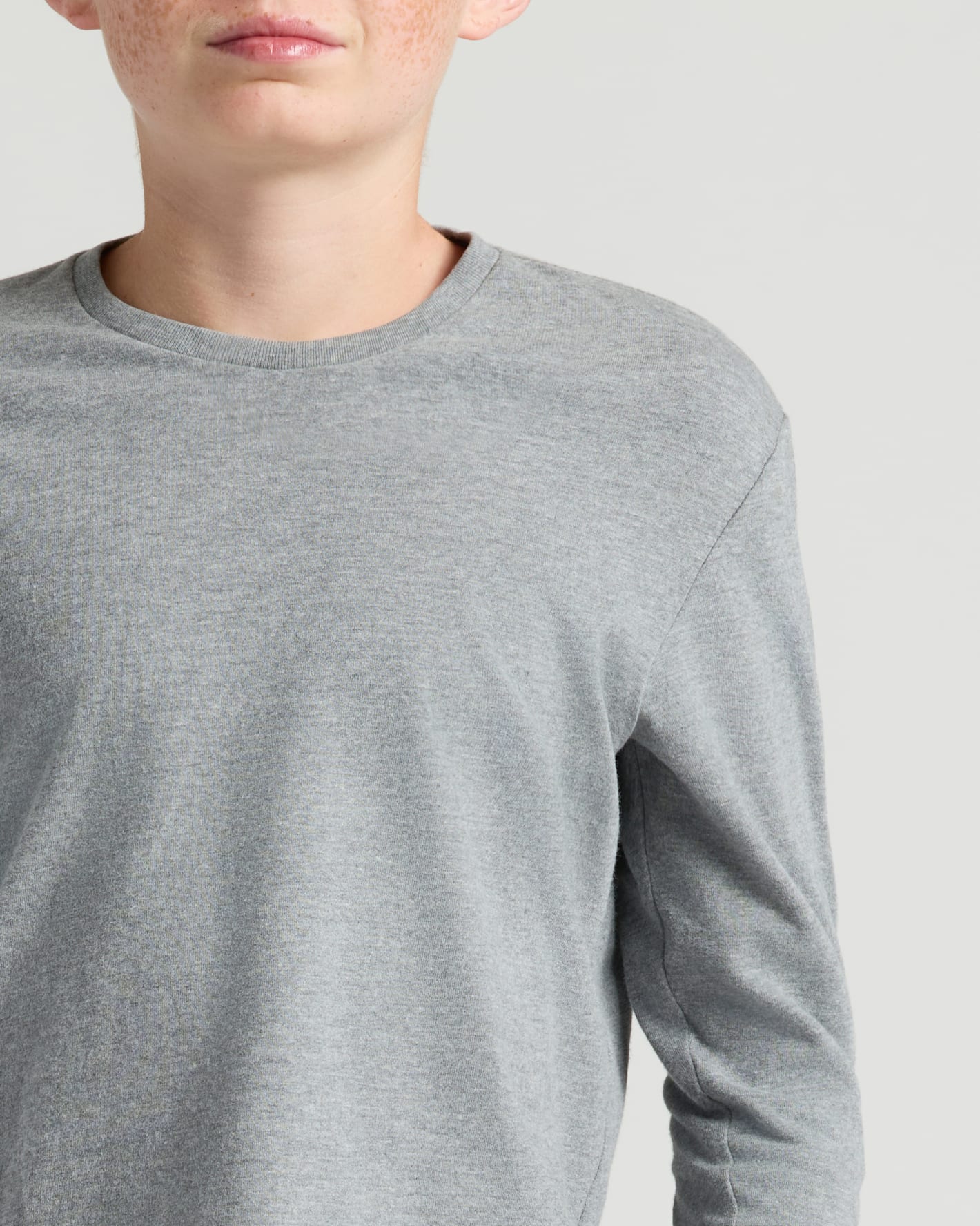 Boys' Heather Gray Classic Long Sleeve Crew Neck