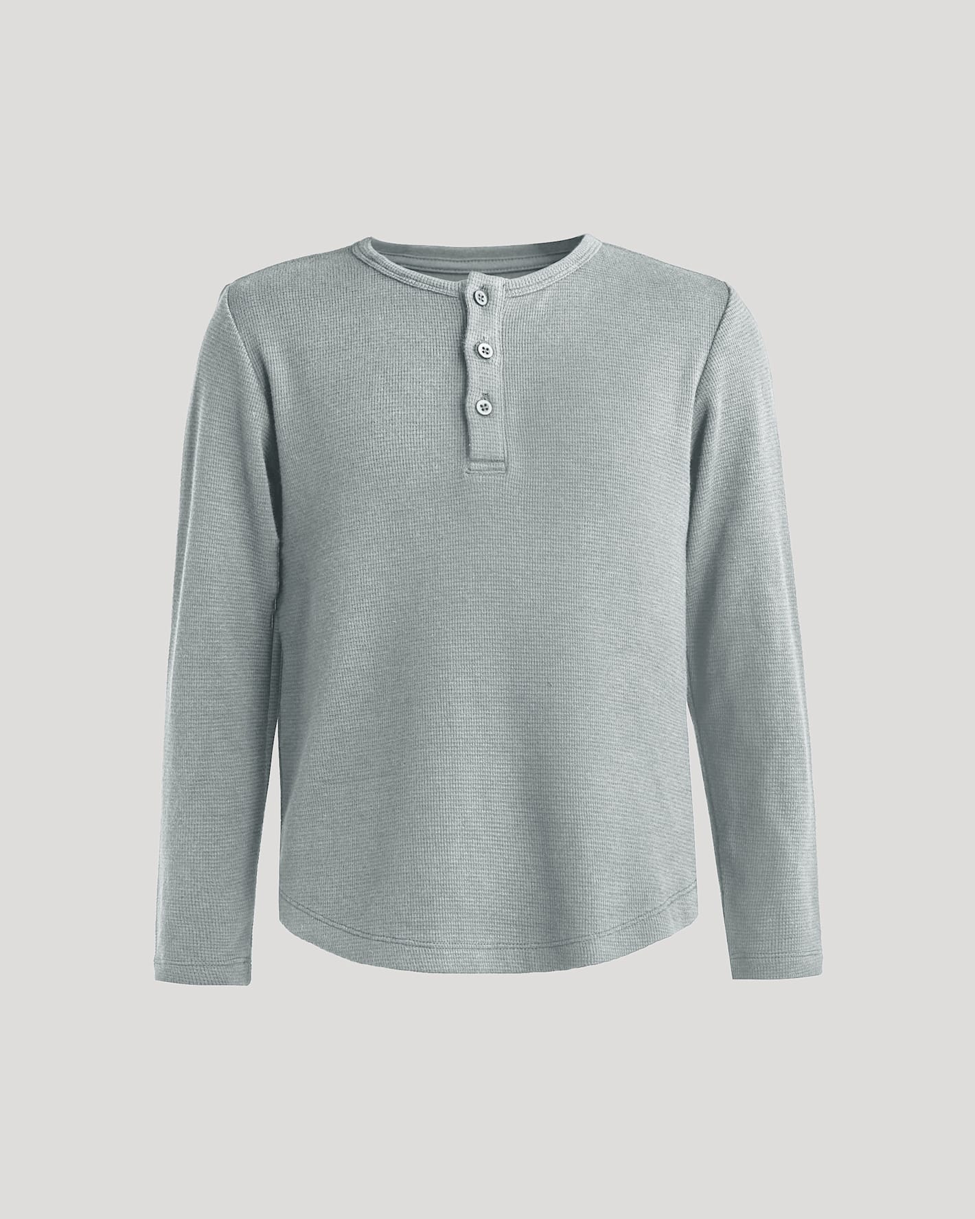 Boys Heather Gray Long Sleeve Waffle Henley