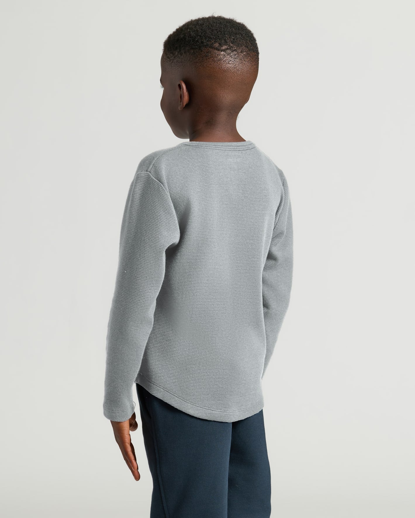 Boys Heather Gray Long Sleeve Waffle Henley