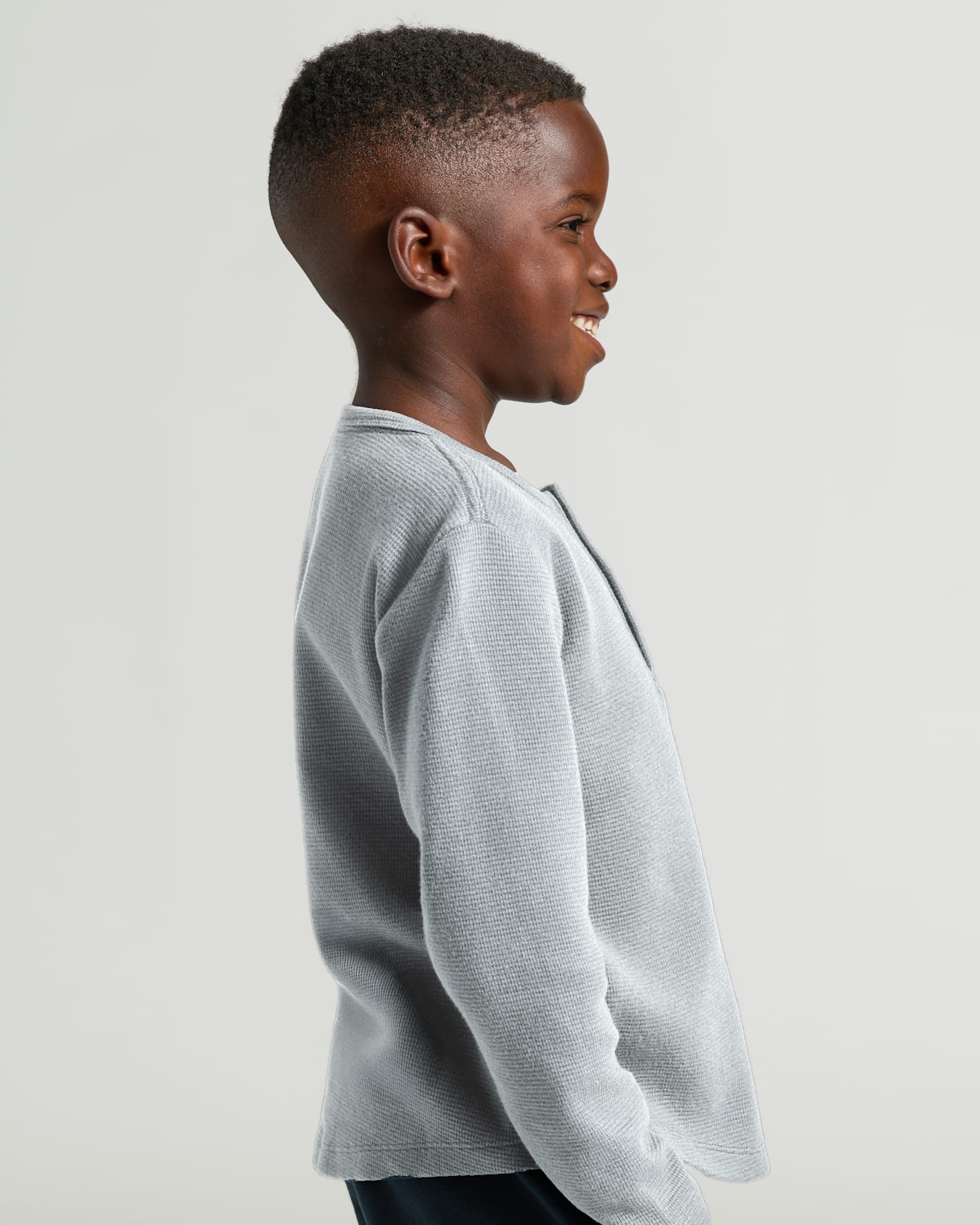 Boys Heather Gray Long Sleeve Waffle Henley