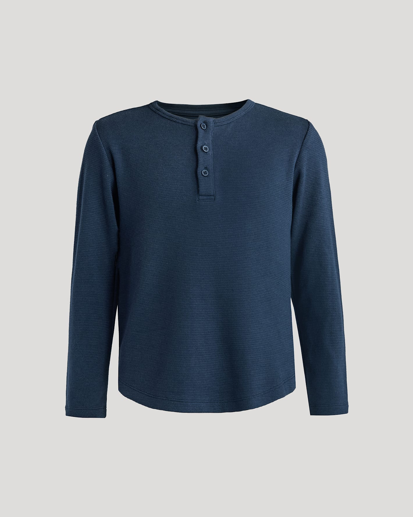 Boys Navy Long Sleeve Waffle Henley