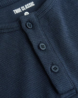 Boys Navy Long Sleeve Waffle Henley