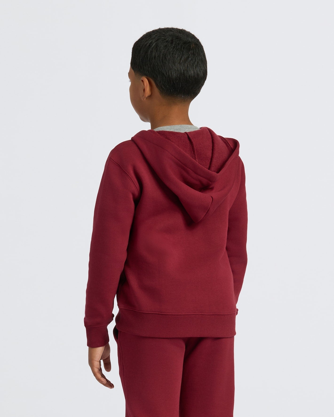 Boys' Dark Maroon Fleece Full Zip Hoodie