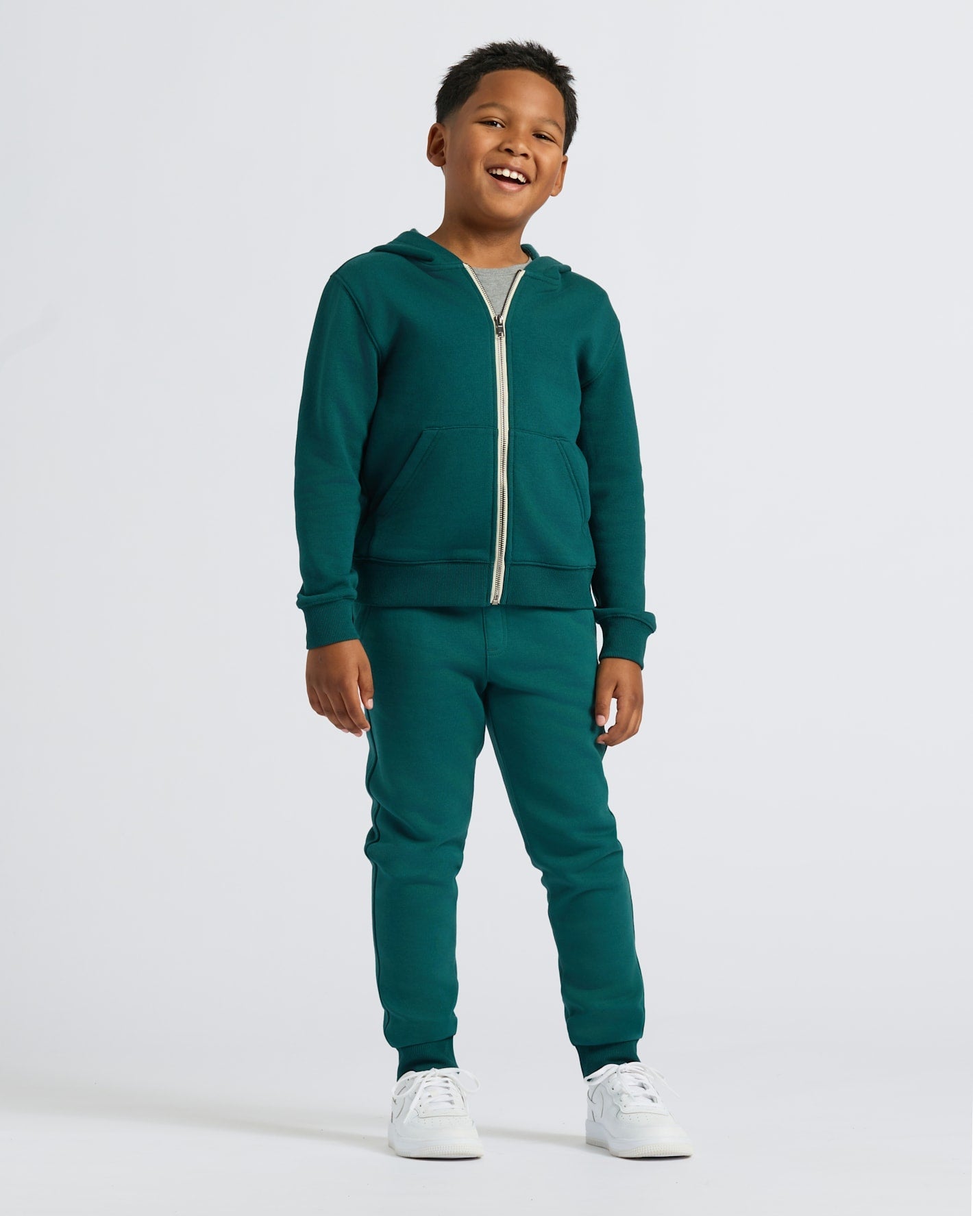 Boys' Deep Emerald Fleece Full Zip Hoodie