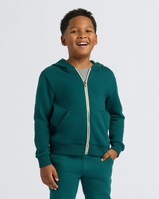 Boys' Deep Emerald Fleece Full Zip Hoodie