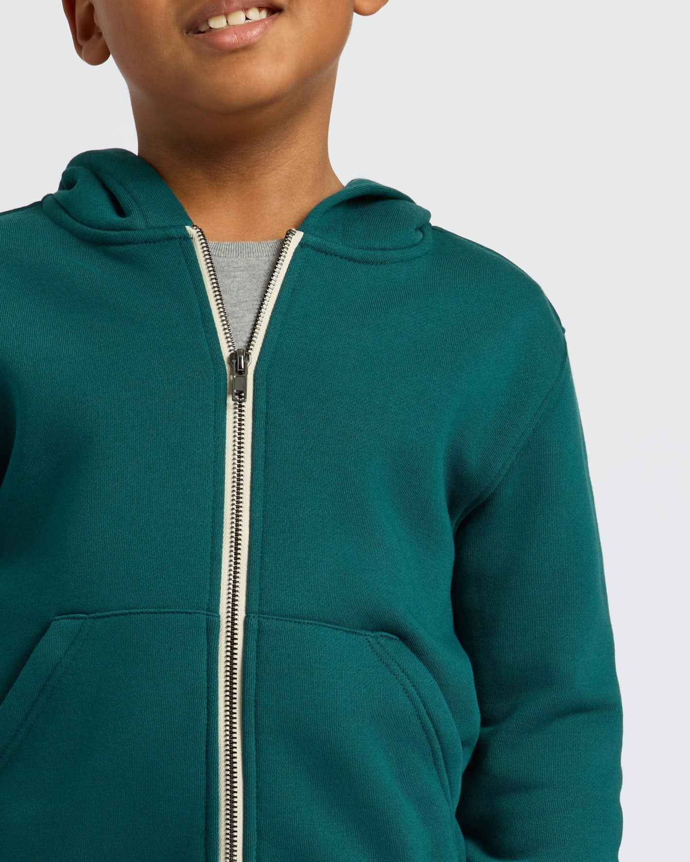 Boys' Deep Emerald Fleece Full Zip Hoodie