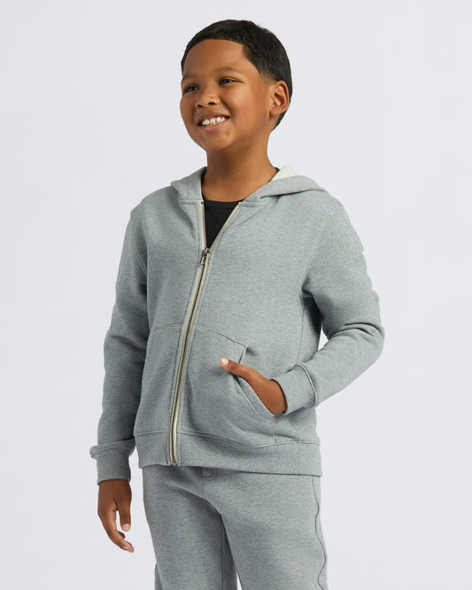 Boys' Medium Heather Gray Fleece Full Zip Hoodie