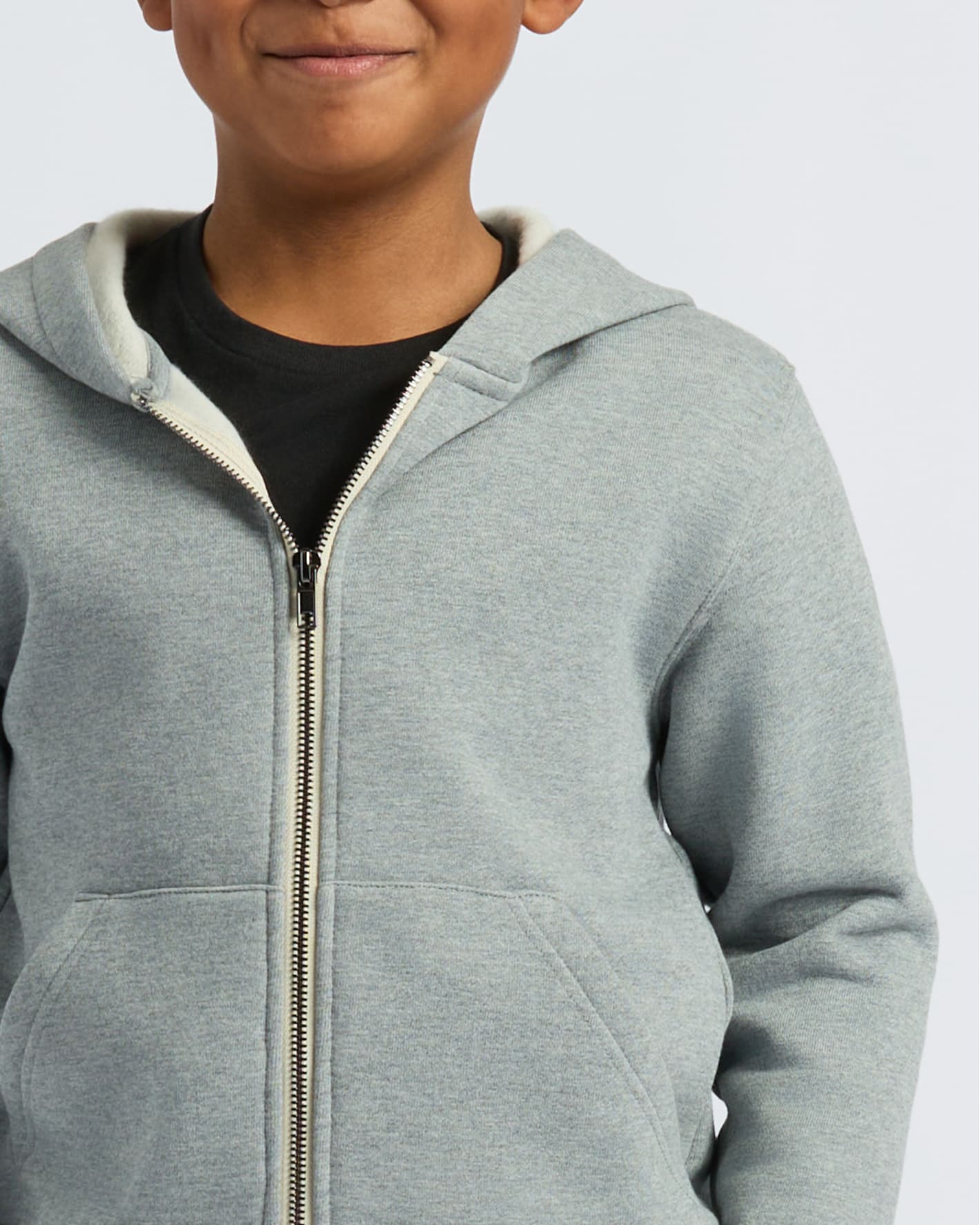 Boys' Medium Heather Gray Fleece Full Zip Hoodie