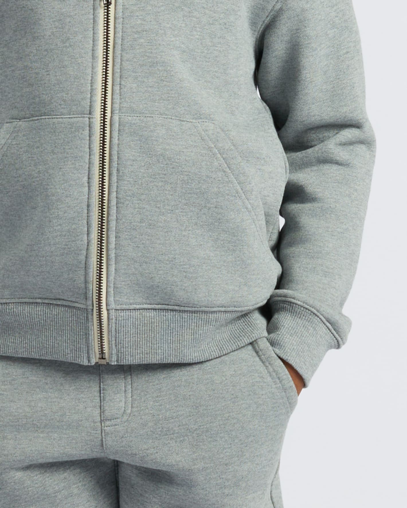 Boys' Medium Heather Gray Fleece Full Zip Hoodie