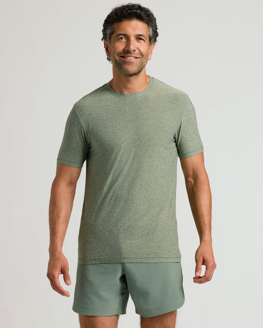 Heather Juniper Active Crew Neck Tee