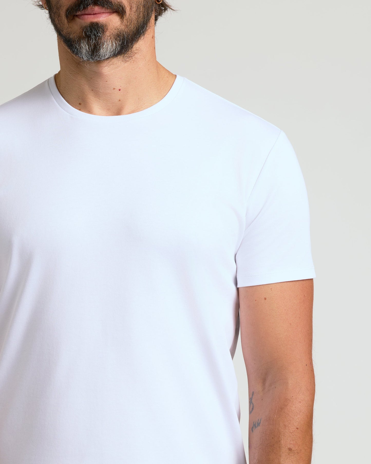 White Pima Crew Curved Hem