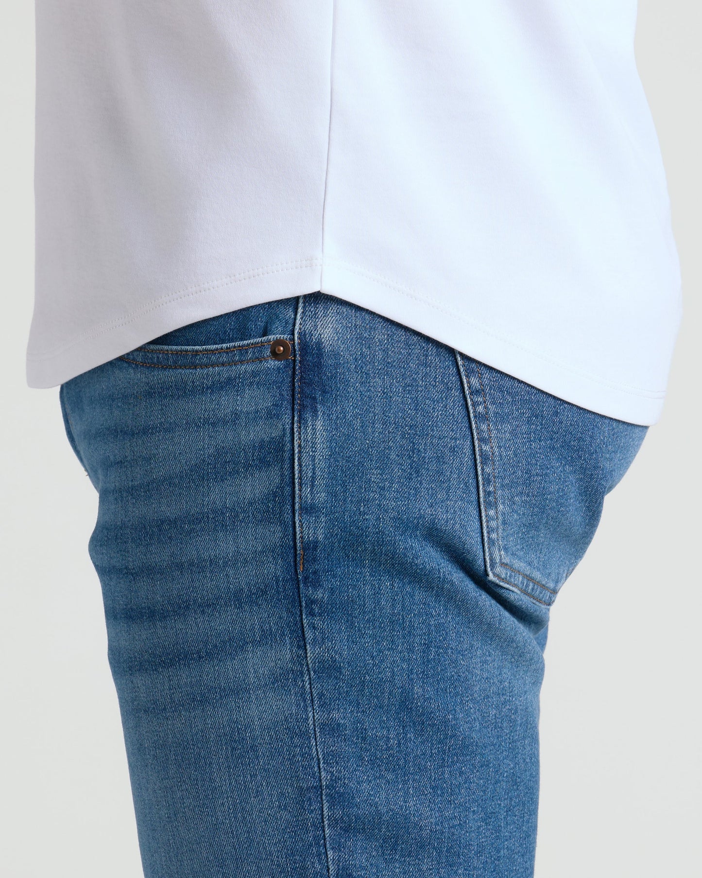 White Pima Crew Curved Hem