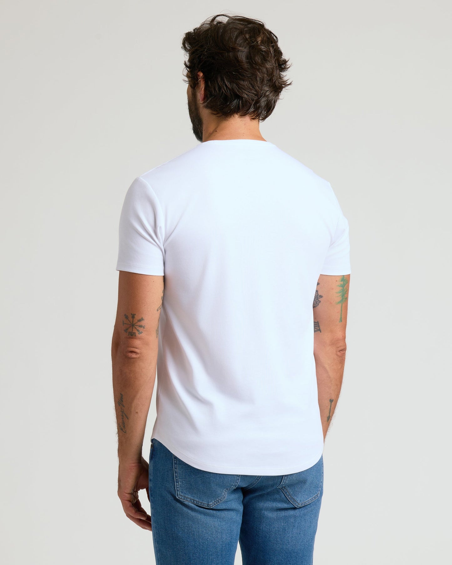 White Pima Crew Curved Hem